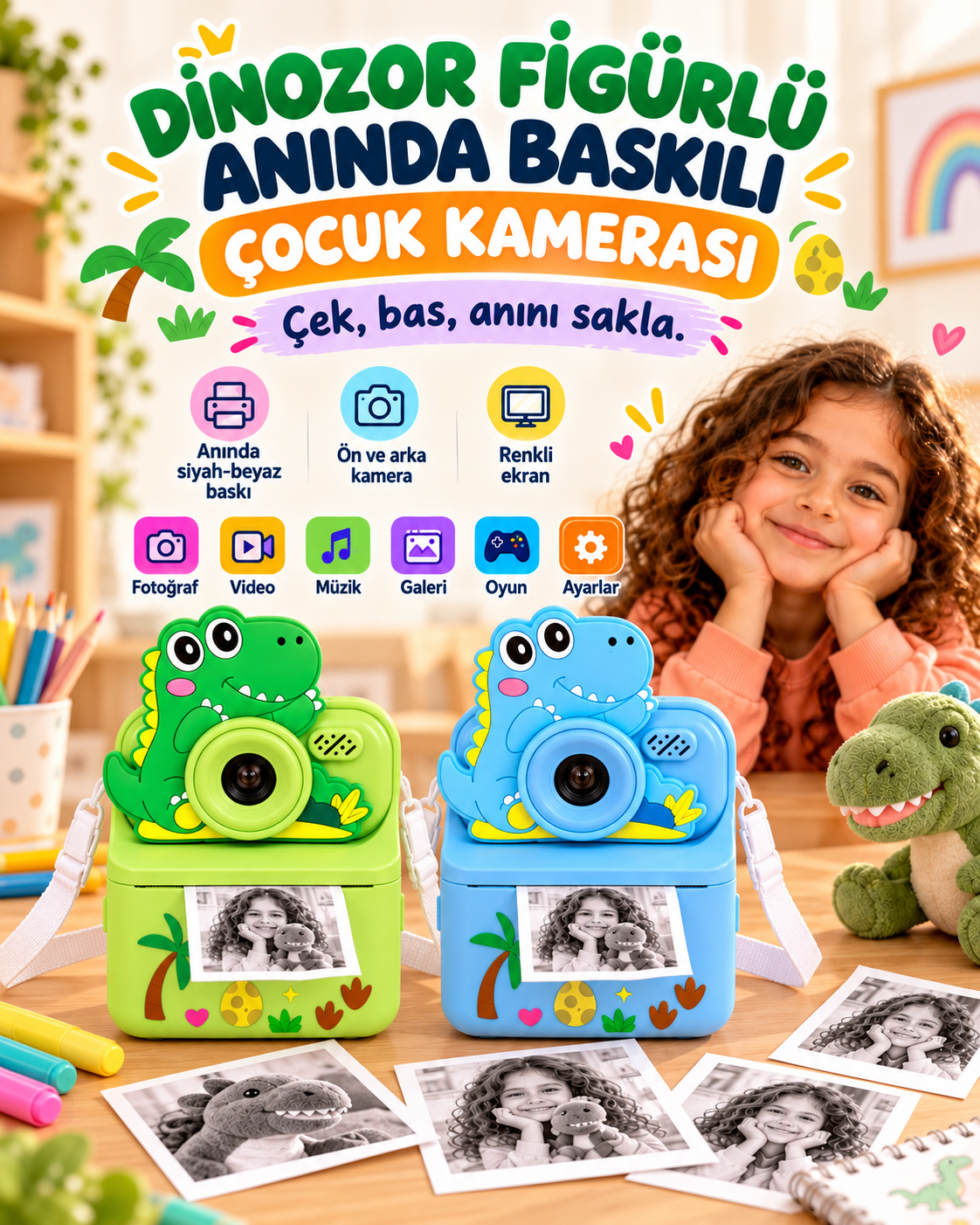 DİNOZOR FİGÜRLÜ ANINDA BASKILI ÇOCUK