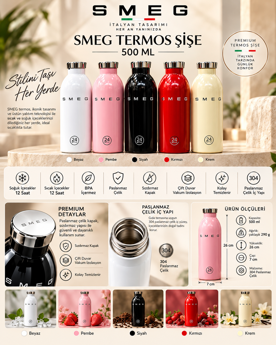 SMEG TERMOS ŞİŞE 500 ML