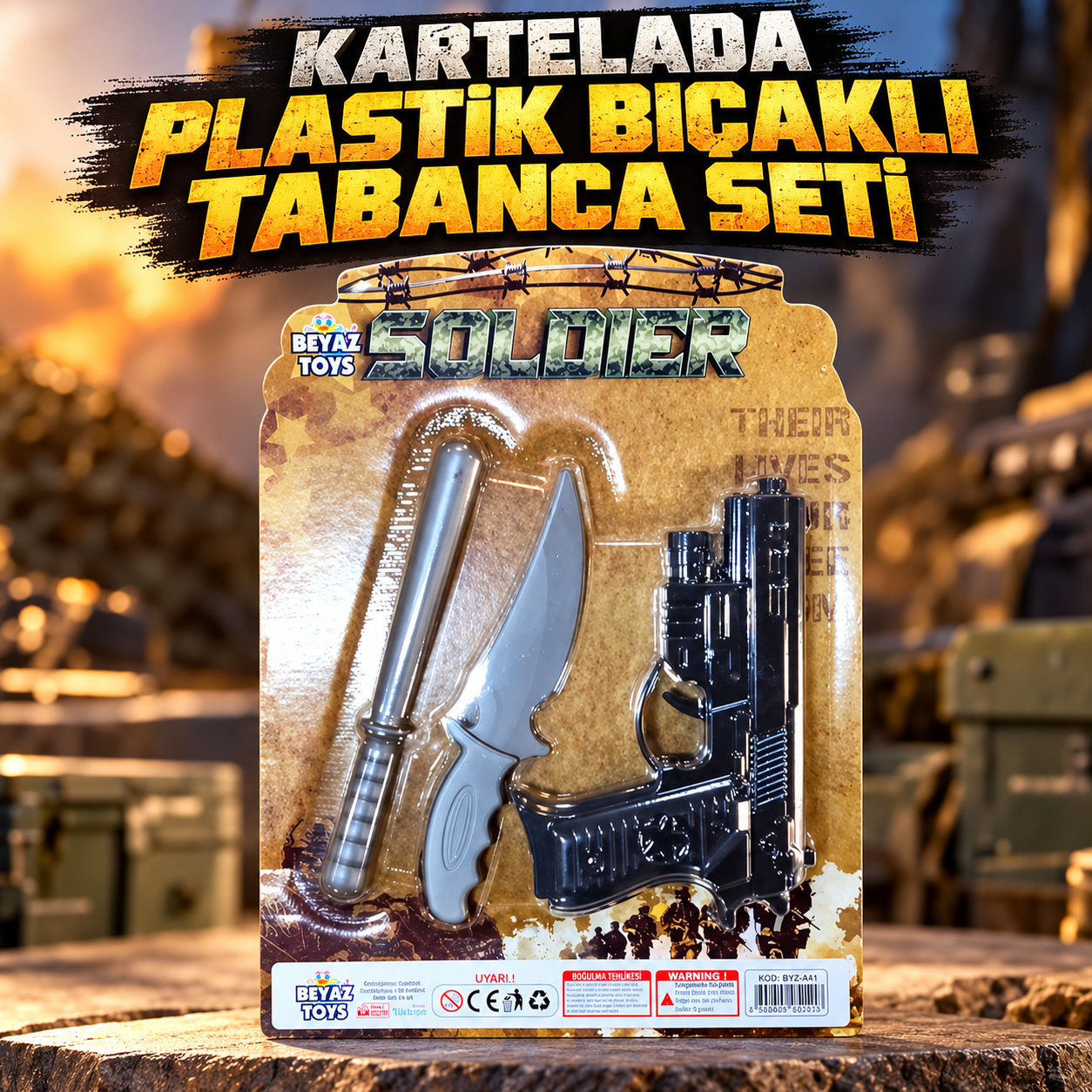 KARTELADA PLASTİK BIÇAKLI TABANCA SETİ