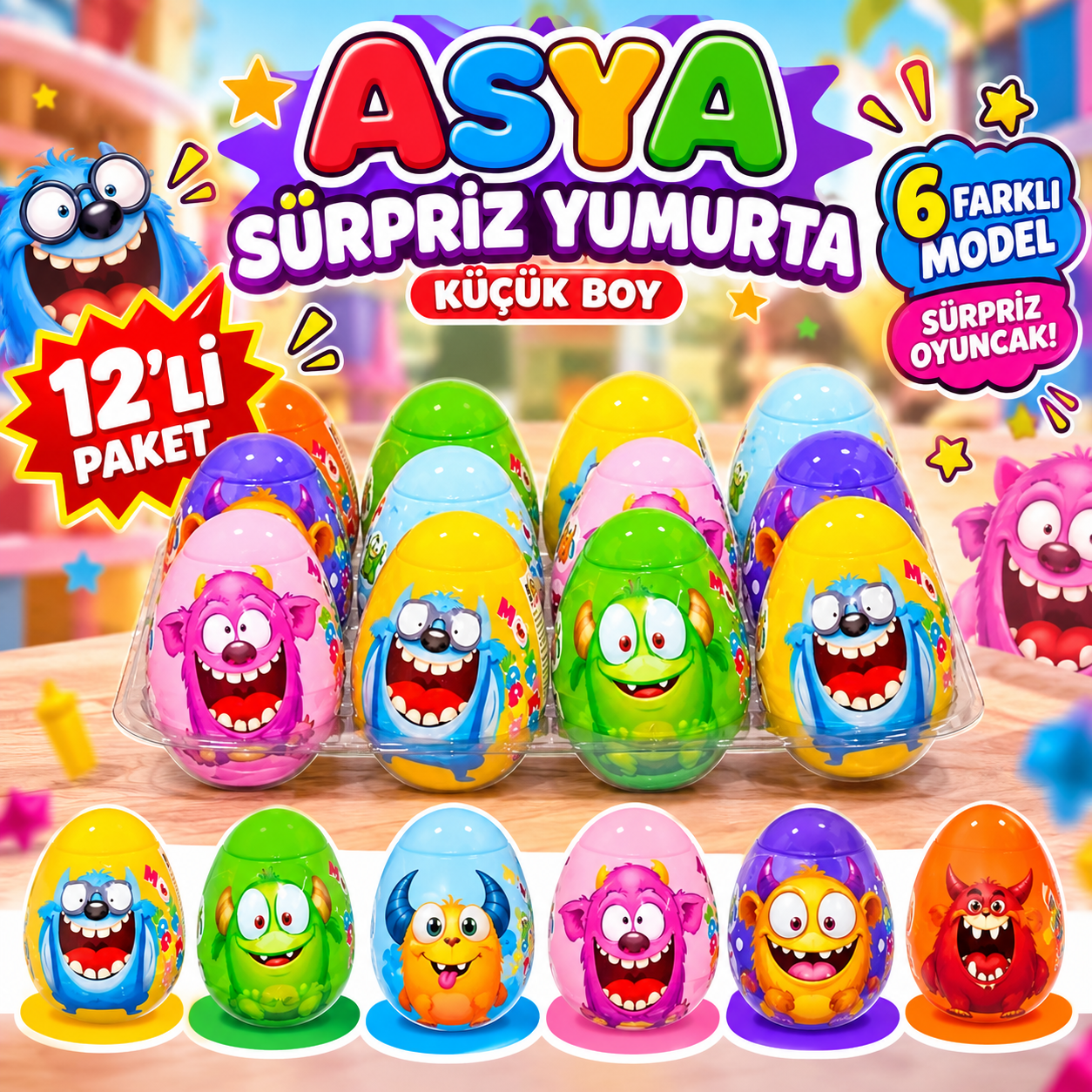 ASYA KÜÇÜK BOY SÜRPRİZ YUMURTA – 12'Lİ PAKET