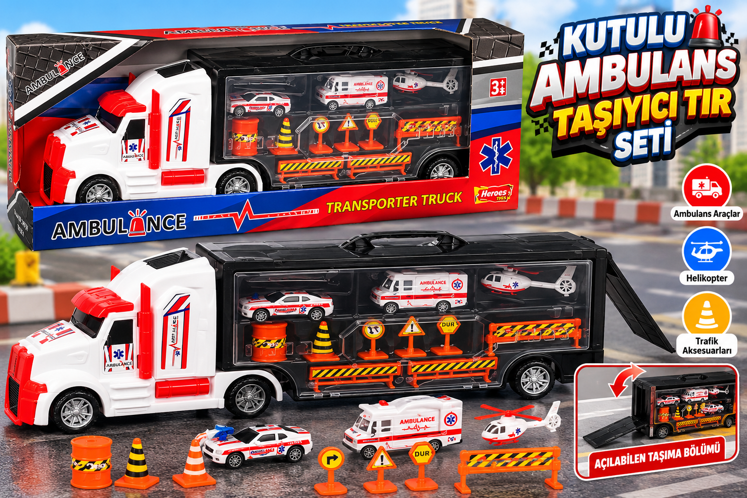 HEROES KUTULU AMBULANS TAŞIYICI TIR SETİ