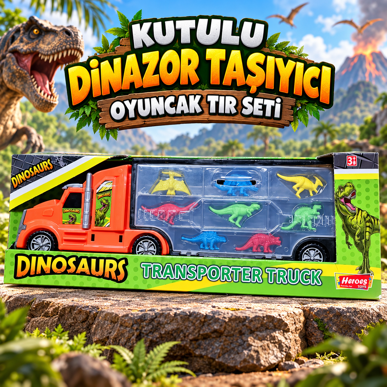 HEROES KUTULU DİNAZOR TAŞIYICI OYUNCAK TIR SETİ