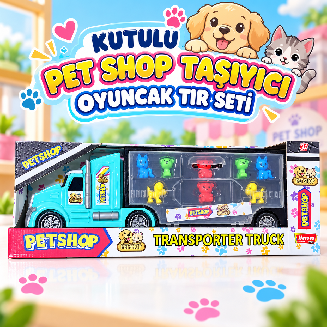 HEROES KUTULU PET SHOP TAŞIYICI OYUNCAK TIR SETİ